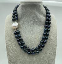 8-9mm Tahitian black baroque pearl mother necklace