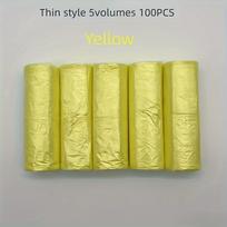 5 ritiniai/pak (100vnt) Buitinė vienkartinė šiukšlių maišelis Virtuvė Sandėliavimas Šiukšlių maišai Valymas Atliekų maišelis Plastikinis maišelis 5 Rolls/pack geltona