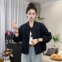Women's Spring and Autumn Baseball Uniform Jacket Short Jacket Loose Casual Short Button Top XL juoda