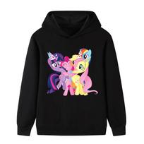 Girls' New My Little Pony Friendly Printed Long-sleeved Warm Top Children Outdoor Fashionable Warm Autumn and Winter Hoodie 110