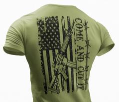 Texas Come And Cut It T-shirt Razor Wire Border Security Patriotic USA Flag Tee 3XL
