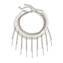 Double Layer Collar Necklace Elegant Imitation Pearls Choker Vintage Tassels Necklace Clavicle Chain Fashion Jewelry 1