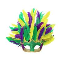 Mardi Gras kaukė Spalvinga plunksnų karnavalinė kaukė moterims Venecijos karnavalo kostiumas Prom šokiui Helovino vakarėliui Cosplay žalia