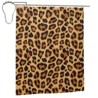 Leopardo Rašto Dušo Užuolaida Vonios kambario Poliesterio Vandeniui Atsparios Vonios Užuolaidos Su Kabliukais W60H190(CM)-1 Pcs