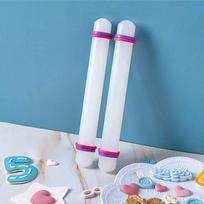 22 cm plastikinis kočėlas virtuvės pyragų kepimo įrankis PP nelipnaus paviršiaus pagaliukas su apskritimu buitinės cukraus tešlos kočiojimo mašina TMZ balta
