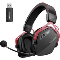 G07 Belaidės žaidimų ausinės su triukšmą slopinančiu mikrofonu, ant ausų dengiančios žaidimų ausinės PS5/PS4/PC, 5,8 GHz itin mažos delsos ir apsaugotos nuo trukdžių 19.81*15.24*9.14cm juoda/raudona