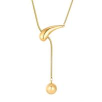Creative pull rope, water drop ball necklace, high-end sweater chain, women's simple pendant.