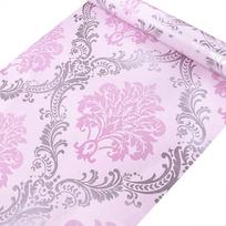 Rožiniai damasko lipni tapetai Gėlėti nuplėšiami ir klijuojami tapetai Vandeniui atsparūs nuimami sienų dangos lentynoms, stalčiams dekoruoti 1mx45cm pink