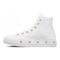 Converse  Chuck Taylor All Star Studded Lift Platform White Gold Women Sneakers A06787C 37