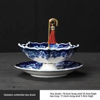 Creative rotating umbrella shaped Kung Fu tea ceremony leaky rack ceramic tea residue filter copper handle tea filter assembly seladonas
