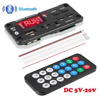 Belaidė „Bluetooth 5.0“ 9V-24V MP3 WMA dekoderio plokštė Automobilio garso USB TF FM radijo modulis Spalvotas ekranas MP3 grotuvas su nuotolinio valdymo pultu zomp spalva