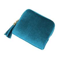 Jewelry Storage Bag with Multi-pockets Portable Watch Earring Necklace Bracelet Ring Organizer Case Jewelry Pouch with Tassels Zipper mėlyna