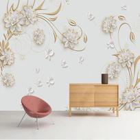 3D reljefinis gėlių sieninis paveikslas drugelių tapetai europietiškas raštas freska svetainė televizorius sofa miegamasis sienų tapetai namų dekoras 200 cm(W) x 140 cm(H)