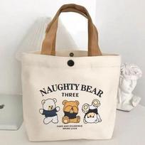 Canvas Lunch Bag for Women, Small Tote Bag, Lunch Box Bag, Reusable Lunch Bags for Work, Cute Lunch Bag smėlis