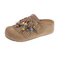 Interneto įžymybė kutų vidpadžiai pakylėjantys Birkenstock pusbačiai moterims 2025 m. nauji retro plokščiapadžiai krepšio galvos vieno pedalo batai 35 chaki
