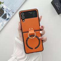 Flip7 PU Leather Magnetic Phone Case for Samsung Galaxy Z Flip 7 fe 6 5 4 with Ring Holder Magsafe Wireless Charge Galaxy Z Flip5 oranžinė
