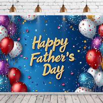 2D Father's Day Party Decoration Backdrop, Blue Confetti & Balloon Photo Backdrop 47.2x31.5inch/120*80cm