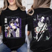 Kanao Tsuyuri Manga Demon Slayer T-shirts Aesthetics Street Vintage Kimetsu No Yaiba Tops 2025 Summer Fashion Women Men Tshirts S juoda