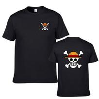 Vasaros vyrų piratų karaliaus anime spausdinimo poros kostiumas trumpomis rankovėmis marškinėliai, vyriški hiphopo kelnaitės trumpomis rankovėmis XS juoda
