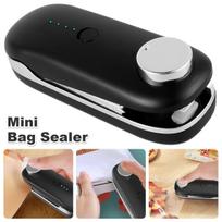 Mini maišelių sandariklis 1200mah 2 viename rankinis karščio sandariklis su pjaustykle ir magnetu, USB įkraunamas mini sandarinimo aparatas, nešiojamas užkandžių juoda