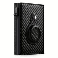 RFID Carbon Fiber Magnetic Wallet Men's Card Holder Slim Wallet Leather Wallet For Apple Air Tag Wallet - The Ideal Gift for Men anglies pluošto juodos spalvos