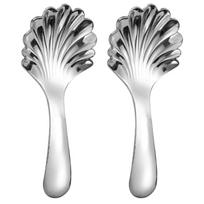 2 Pcs Shell Mixing Spoons Serving Stainless Steel Teaspoon Pudding Dessert Iced sidabras