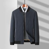 Autumn and Winter Mulberry Silk Stand-up Collar Light Jacket Middle-aged and Young Business Casual Zipper Cotton-padded Jacket 170 mėlyna
