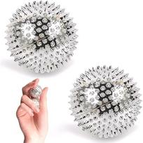 2 vnt. magnetinių akupresūros dyglių kamuoliukų, mažo 32 mm skersmens, sidabriniai