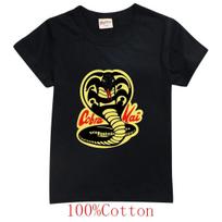 Karštas vasaros vaikiškas T-shirt su „Cobra Kai“ spaudiniu, pagamintas iš 100% medvilnės, dydžiai 100CM - 160CM 100