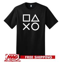 PS CONTROLLER ICONS BLACK T-SHIRT Playstation Videogame Gaming Shirt Tee PS5 Unisex T-Shirt XXXL