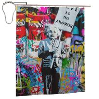 Banksy Meilė Yra Atsakymas Pagalvė03 Dušo Užuolaida Vonios Kambarys Poliesteris Vandeniui Atsparios Vonios Užuolaidos Su Kabliukais W60H190(CM)-1 Pcs