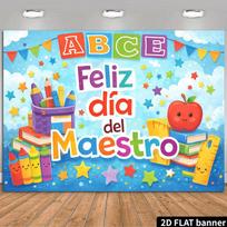 2D Classroom Teacher's Day Backdrop,  Feliz Día del Maestro  Photography Background 47.2x31.5inch/120*80cm