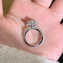 2026 French High-end Iris Ring Light Luxury Bright Micro-inlaid Zircon Exquisite Versatile Diamond Ring Women Resizable