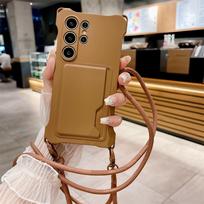 Soft Silicone Phone Case For Samsung A54 A14 A34 A53 A15 A35 A55 A16 A26 A36 A56 Card Holder Lanyard Shockproof Protection Cover Galaxy A35 ruda