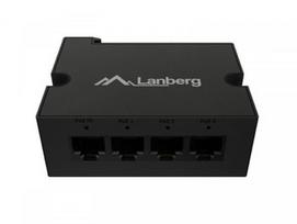 Lanberg Switch PoE Extender 1xIn 3xOut Gigabit Ethernet Din Rail BT 90W metal clips | DIN-GE4-BT-90W