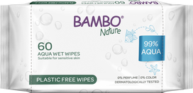 BAMBO NATURE 99 % vandens drėgnos servetėlės, 60 vnt.