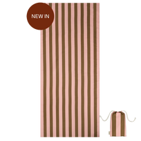 Molis&Co mikropluošto paplūdimio rankšluostis Khaki & Rose Stripes