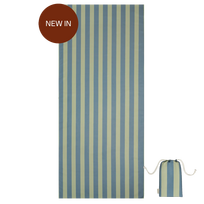 Molis&Co mikropluošto paplūdimio rankšluostis Green & Blue Stripes