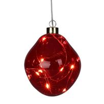 STIKLINIS KALĖDŲ ŽAISLIUKAS LAŠO FORMOS LED 10CM RAUDONAS 209878