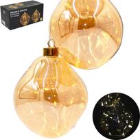 STIKLINIS KALĖDŲ EGLUTĖS ŽAISLIUKAS LAŠO FORMOS 2VNT LED 12CM GOLD 218221