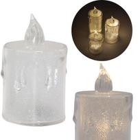 DEKORACINĖ ŽVAKĖ 8 CM SKAIDRI ŠILTA BALTA 1 LED 7621434