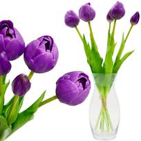 5 PEONIJŲ TULIPANŲ PUOKŠTĖ VIOLETINĖ 39CM KAIP GYVI PAVASARIO DEKORACIJA 1075150