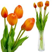 5 ORANŽINIŲ TULPIŲ PUOKŠTĖ 39CM KAIP GYVOS PAVASARINĖ DEKORACIJA 1075204