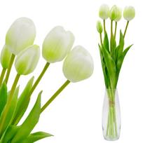 5 BALTŲ TULIPANŲ PUOKŠTĖ 39CM KAIP GYVI PAVASARIO DEKORACIJA 1075211