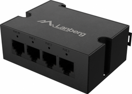 Lanberg Switch PoE Extender 1xIn 3xOut Gigabit Ethernet Din Rail BT 90W metal clips | DIN-GE4-BT-90W DIN-GE4-BT-90W | 5901969447293