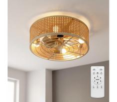 Brilagi - Lubinis ventiliatorius 4xE27/40W/230V, skersmuo 50 cm, bambukas + su nuotoliniu pulteliu