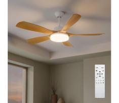 Brilagi - Dimeriuojamas LED lubų ventiliatorius LED/34W/230V 132 cm balta/ruda + su nuotoliniu pultu