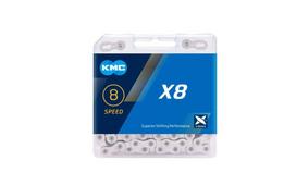 KMC X8 Silver grandinė / 6-8 pavaros / 1/2" x 3/32" / 114L / 7.3 mm / Nikeliuota / MissingLink