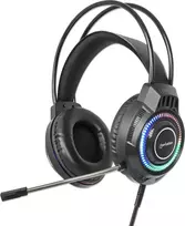 Ausinės Manhattan RGB LED Over-Ear USB Gaming ausnės, su laidu, USB-A Plug, Mikrofonas, Integrated Volume Control, 2.0m, Juodas, 180696