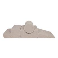 Pilkos spalvos iš tekstilės putų žaidimų aikštelė 4 vnt. aukštis 30 cm 45x170 cm Montessori – Meowbaby